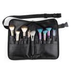 Zipper Closure PU Leather Makeup Brush Bag With Strap
