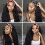 Silk Scarf 10A Headband Hair Wig Glueless Human Hair Wigs Deep Wave