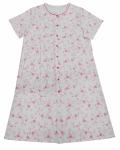 Ladies Cotton Jersey Pink Floral Printed Button Through Nightdress Sleepwear