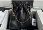 Bucket Genuine Leather Shoulder Handbag , 30cm Black Chain Handbag