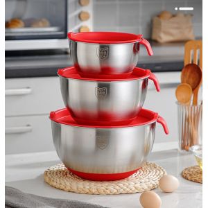 304 Stainless Steel Mixing Bowl with ABS Lid 1200ml-4500ml