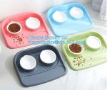 Double stainless steel dog bowl pet cat feeder water food dog bowl, No-Spill and