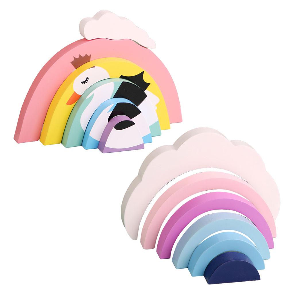 Colorful Building Blocks, Educational Rainbow 6 Pieces Toy Brick for Girls Newborn