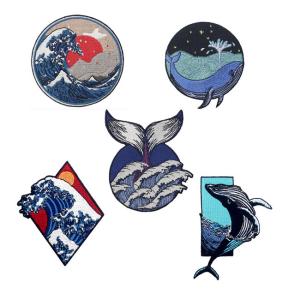 China Felt Fabric Great Wave Off Kanagawa Patch For Leather Jackets factory