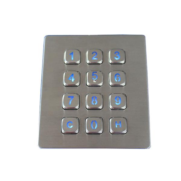 Rugged Backlit 12 Keys Koisk Metal Keypad Dot Matrix Interface For Access