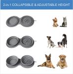 Travel Dog Bowl Collapsible Slow Feeder Double Pet Bowl Silicone Mat