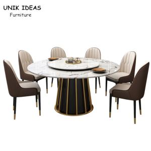 China Nordic Luxury Dining Table And Chairs 6 Person Round Marble Dining Table Set For 4 8 factory