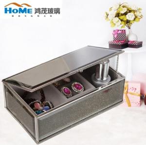 China Personalised Mirrored Glass Jewellery Box / Glass Jewelry Case Organizer 192*116*67MM factory