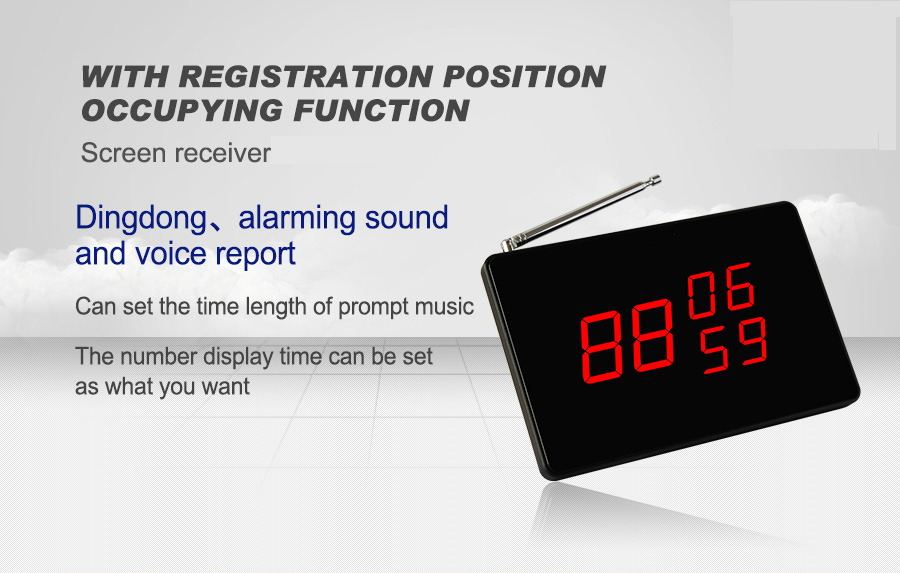Restaurant remote wireless waiter service paging system digital display with slim call button