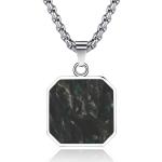 Custom Square Cross Bible Verse Necklace Forged Carbon Fiber Metal Necklace For