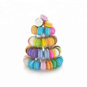 OEM Clamshell 4 Tier Macaron Tower Display Stand For Cake Decoration