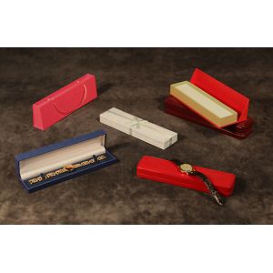 Unique design brown wooden watch box with PU leather outside