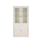 School Furniture Hygienic Two Glass Door Filing Cabinet Corrosion Resistant
