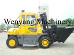 Yellow Diesel Operated Forklift Attachments Dumping Bucket Mounted With Cab