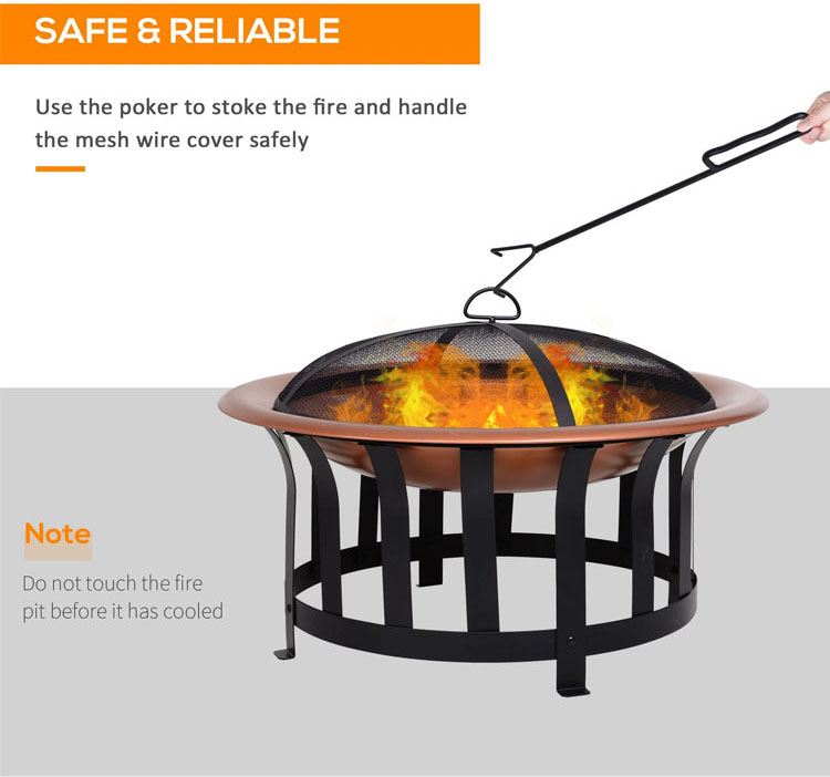 Round Metal Wood Burning Fire Pit Perfect for Bonfires Camping and Outdoor Gatherings