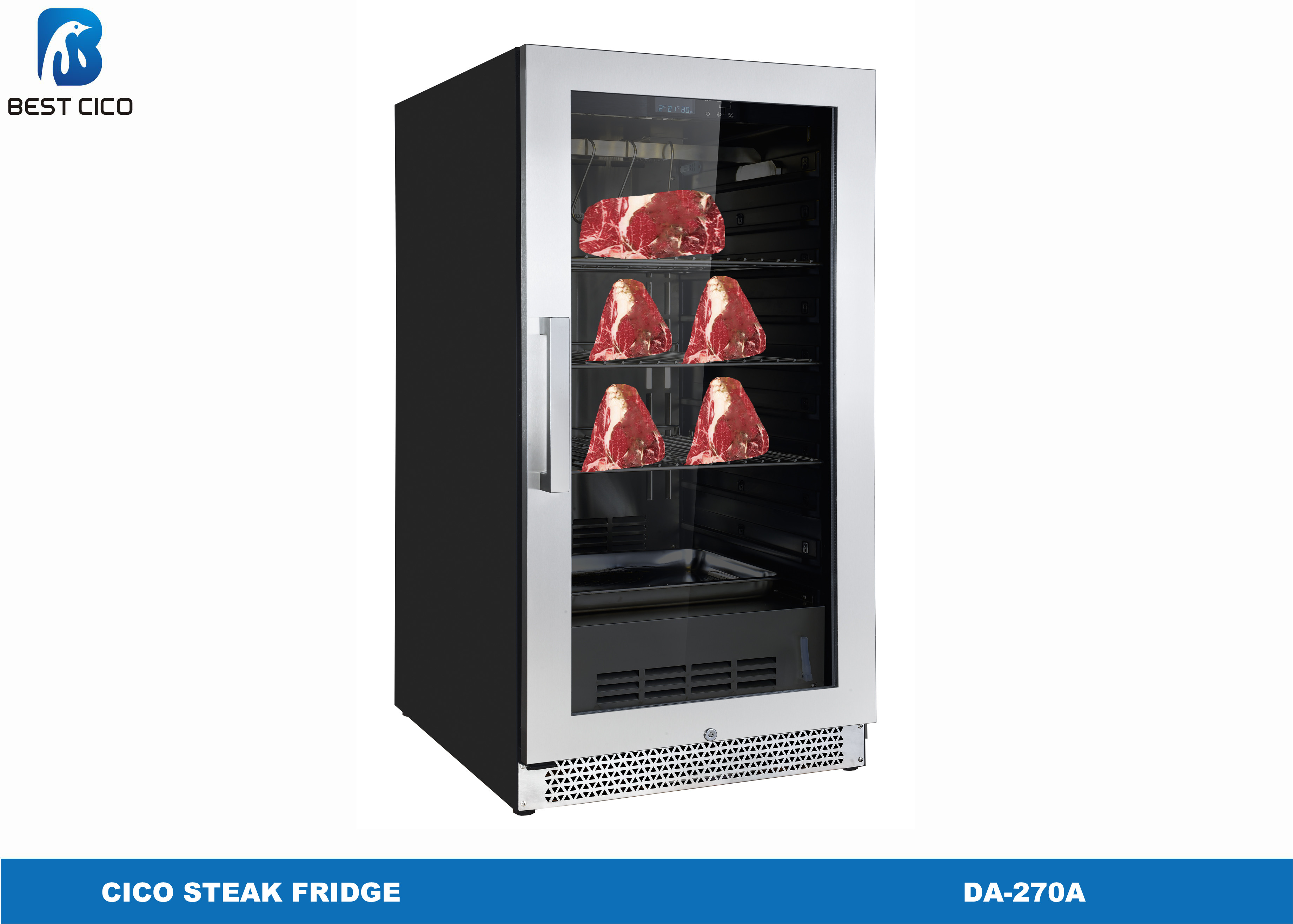 DA-270A Catering Dry Aging Beef Refrigerator , Home Dry Aging Fridge Stainless Steel Handle