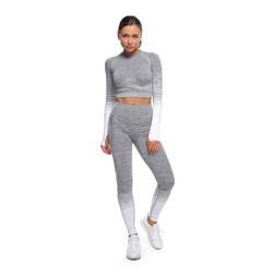 China Round Neckline 85% Nylon Seamless Yoga Sets Gradient Blue Tie Dye Workout Set factory
