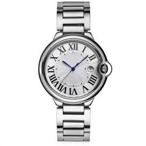 China 42mm Dial Alloy Quartz Wrist Watch Leather Strap Buckle Clasp Sandproof factory