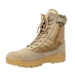 Tactical Footwear Solid Khaki Desert Hiking Boots with Leather Material