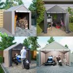 PE Fabric Roof Cover AJUNION 6.2x5.6ft Outdoor Storage Tent Metal Garden Bike