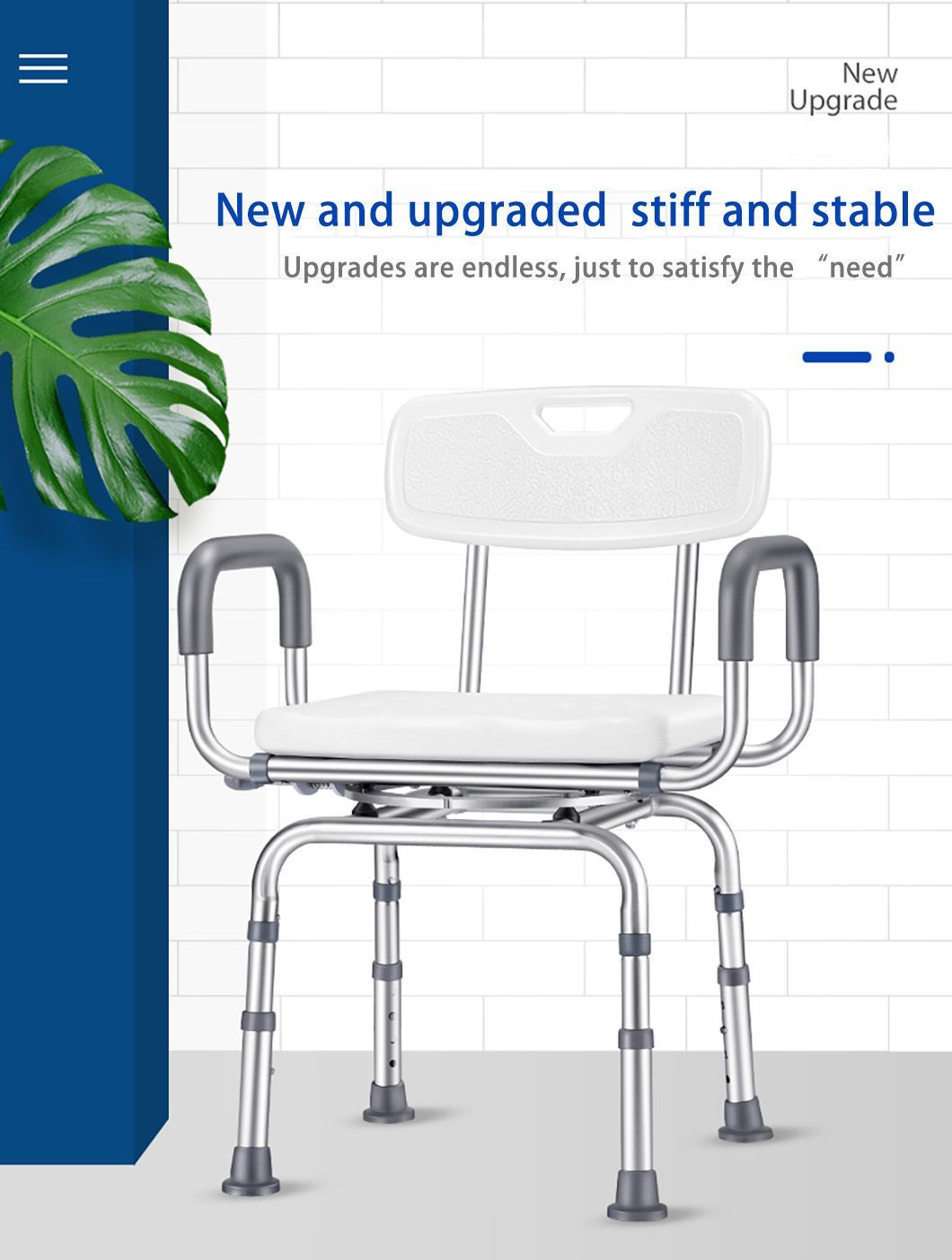 Portable Folding Height Adjustable Shower Stool Bathroom Safety Equipment for The Elderly
