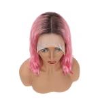 Double Weft 13 X 4.5 Wave Lace Front Human Hair Wigs 1b / Pink Color