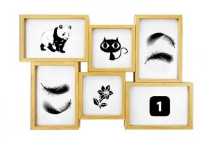 China Decorative 6 Openings Wooden Photo Frames Plain Wall Hanging Collage Picture Frames on sale