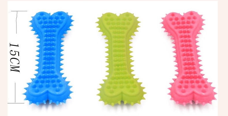 All-Season Pet Durable Nature Rubber Puppy Interactive Molar Bone Shape Toothbrush Stick Teeth Clean TPR Treat Training Dog Bit Chew Toy
