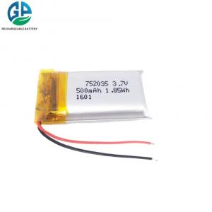 China 752035 500mah 3.7v Li Poly Rechargeable Battery Pack For Audio Player factory