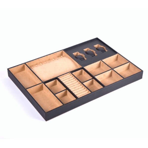 China Customizable Drawer Insert for Jewelry Storage, 14-Section Modular Organizer Tray, E0 MDF with Velvet Fabric, Fast Delivery for Wardrobe Manufacturers factory