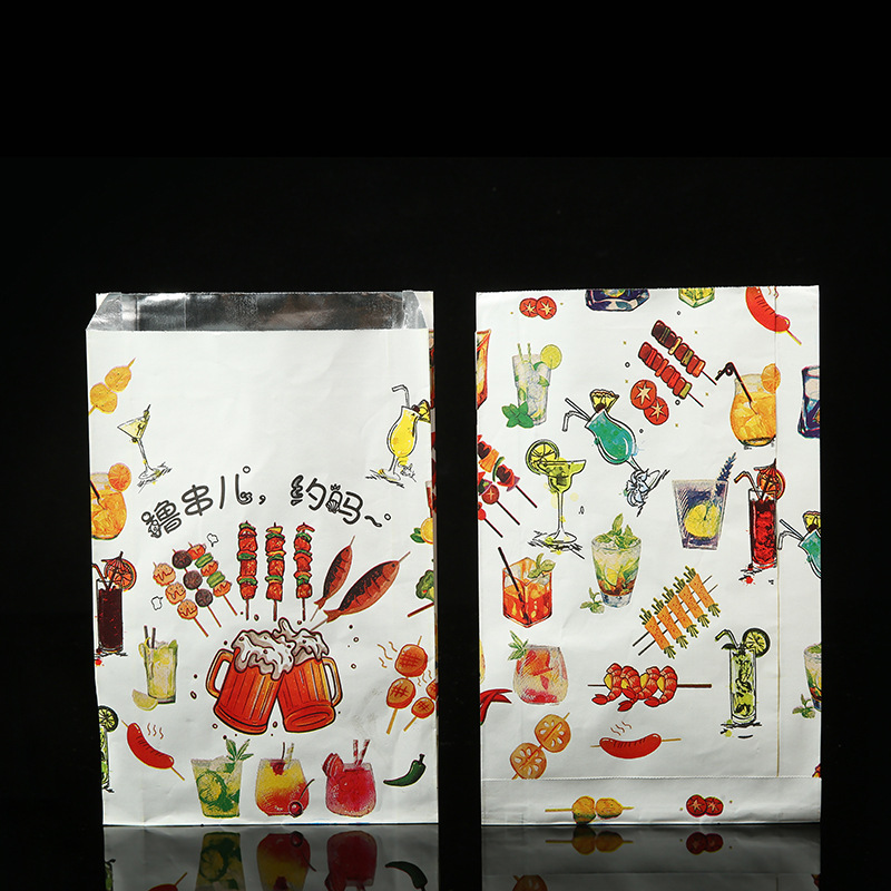 Eco-friendly Bio-degradable Insulated Kraft Paper Bag for BBQ Custom Color Accepted