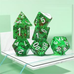 China Sprite green crystal Resin Boarding Dice Set dnd dice factory
