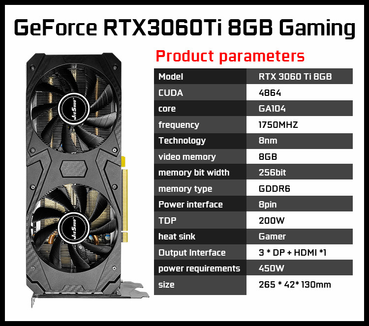 RTX3060TI 8G Gaming Graphics Card GDDR6X PCI Express 4.0 Gaming PC Video Card