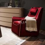 Modern Leather Or Velvet High Back Leisure Chair With Arm Rest