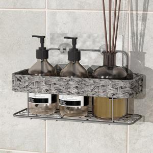 China No Drilling Bathroom Storage Solution Wall Mounted Woven Basket Iron Wire Shower Caddy factory