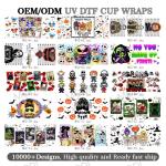16OZ UV DTF Transfers For Halloween Cup Wrap Designs On Glass Tumblers For