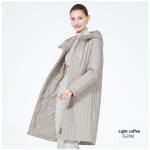 Vertical Stripe Long Padded Jacket Grey Ladies Smart Casual Jackets Belt Desing