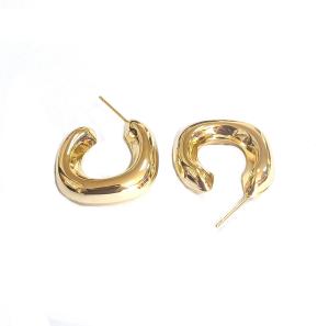 China Customization 18K Gold Brass Hoop Earrings ODM Ladies Gold Hoop Earrings factory
