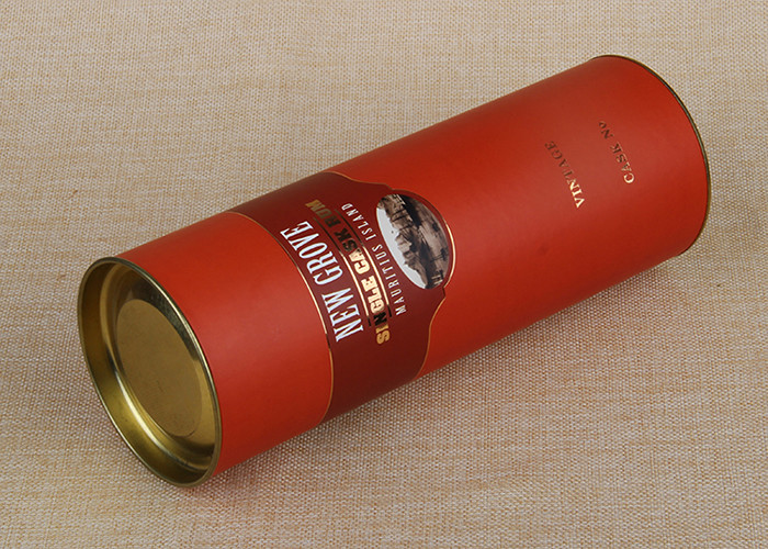 Creative Wine Paper Tube Packaging With Red Art Paper / Custom Logo Printing