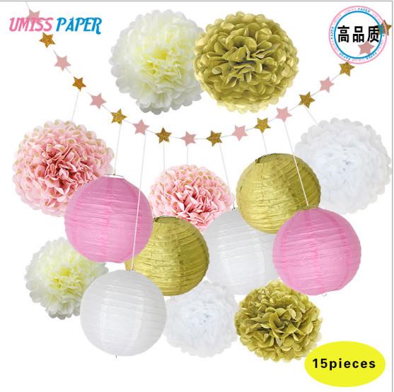 Birthday party, wedding decoration items, set paper ball, paper string, paper