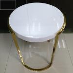 Round white Stone top polished gold finish metal frame coffee table/side table