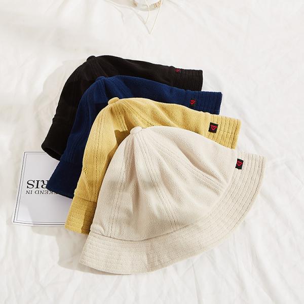 Terry Cloth Fabric 60cm Fisherman Bucket Hat Customization Woven Tag
