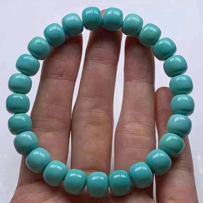 Natural Raw Turquoise High Porcelain Straight Cut Bracelets, Special Color Matching Design, Turquoise Straight Cut High Porcelain Blue Old Style