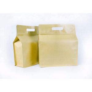 Stand Up 25x11x29.5cm Matte Kraft Paper Zipper Bag With Handle and Flat Bottom