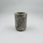 4pcs Marble Bathroom Accessories Set With Gray Brown Round Shape Soap Dispenser