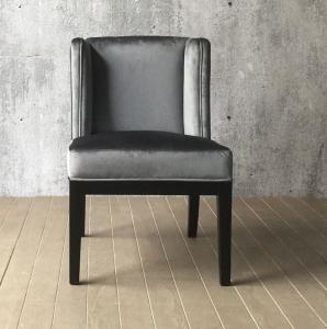 China Dark Oak wood finish Linen fabric upholstery arm chair/wooden dining chair/desk chair factory