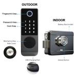 Aluminum Alloy Smart Rim Lock 60mm Fingerprint Code Door Lock