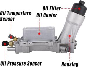 China 68105583AF Aluminum Engine Oil Cooler Oil Filter Housing Kit With Gaskets factory