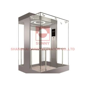 China CE Gearless Traction VVVF 1.0m 800KG Panoramic Elevator With Stainless Steel on sale