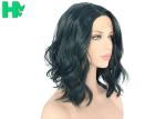 Black Short Natural Wave Synthetic Cosplay Wigs For Lady Heat Resistant 150g -